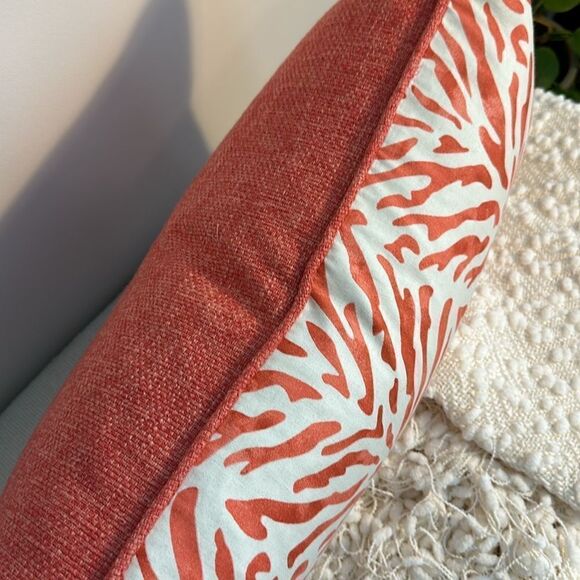 Frontgate Coral Print Accent Throw Pillow - Picture 4 of 8